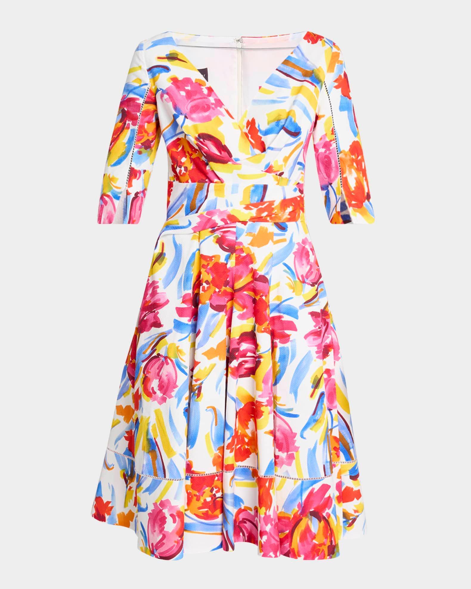 Painter Blossoms Pique Draped Dress Product Image