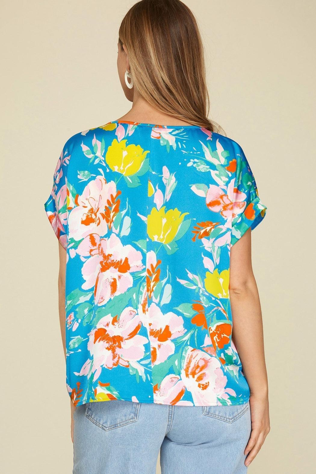 Drop-Shoulder Satin Top Product Image