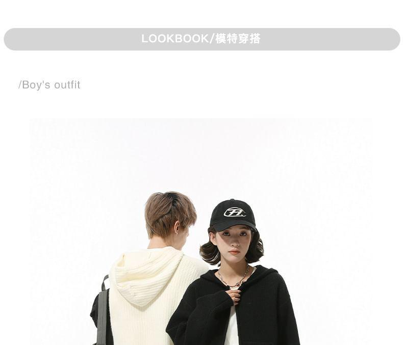 Ribbed Hooded Zip Cardigan Product Image