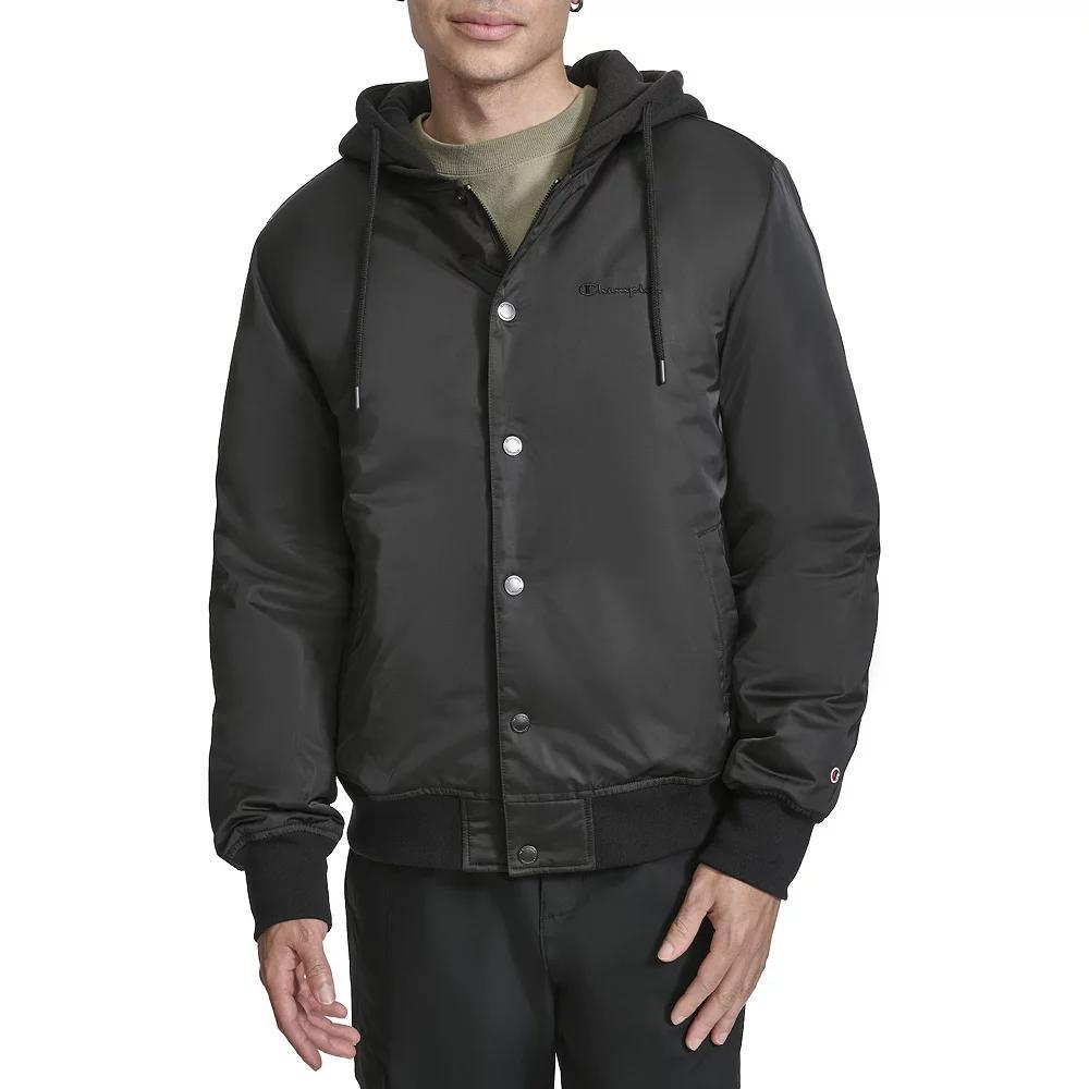 Men's Champion® Hooded Varsity Bomber Jacket with Quilted Lining,  Product Image