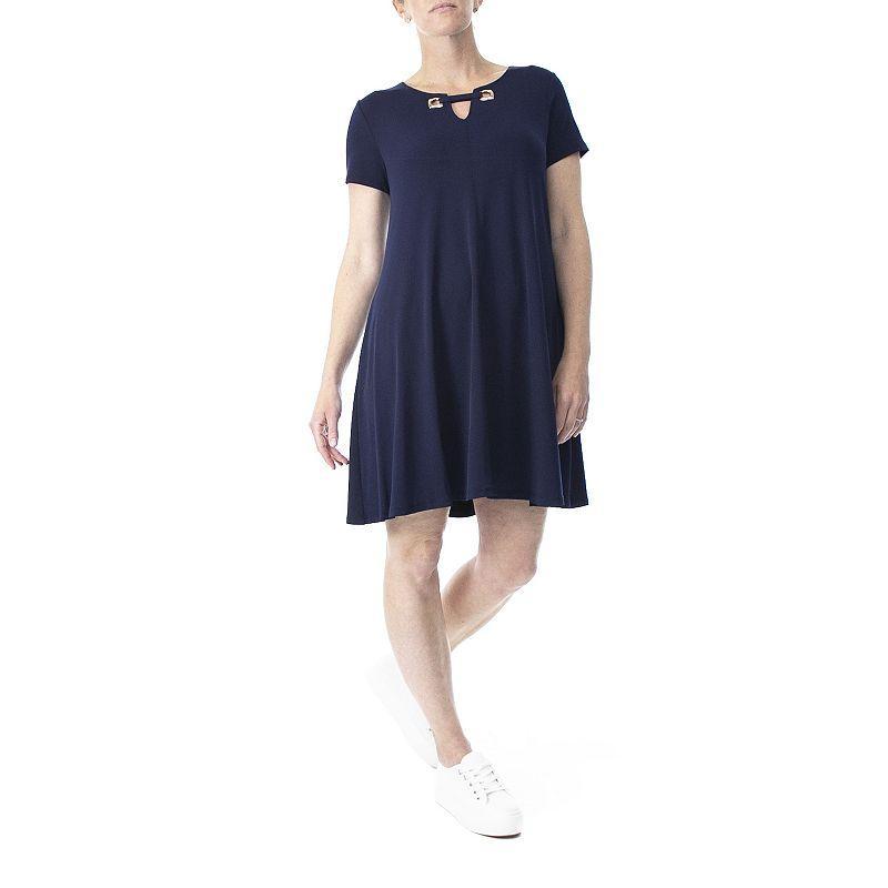 Womens Nina Leonard Embellished Swing Dress Blue Product Image