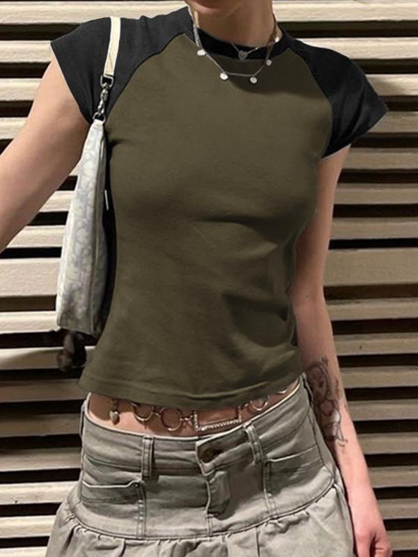 Vintage Butterfly Print Raglan Short Sleeve Tee Product Image