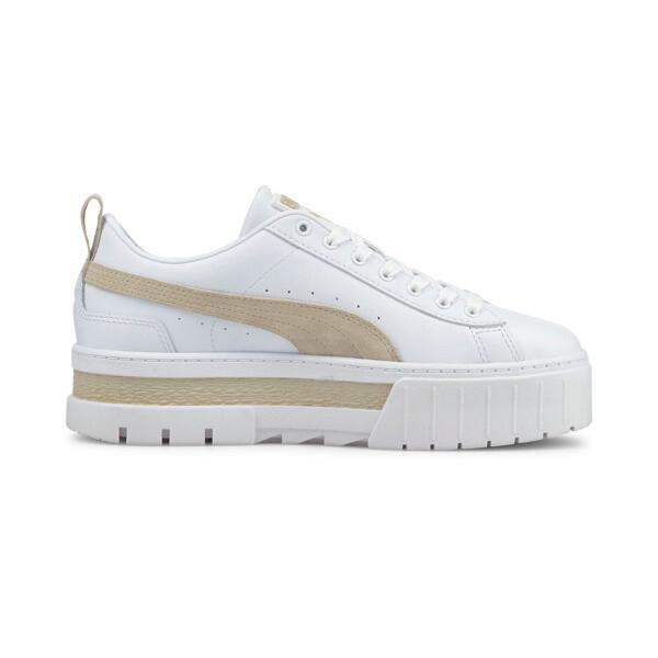 PUMA Mayze Leather Women's Sneakers in White/Peyote Product Image