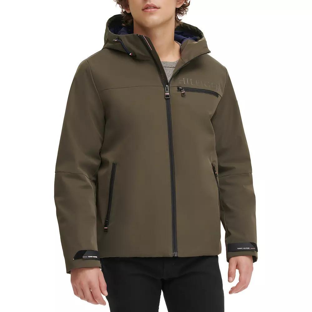 Mens Tommy Hilfiger Flex Tech Hooded Rain Jacket Green Product Image