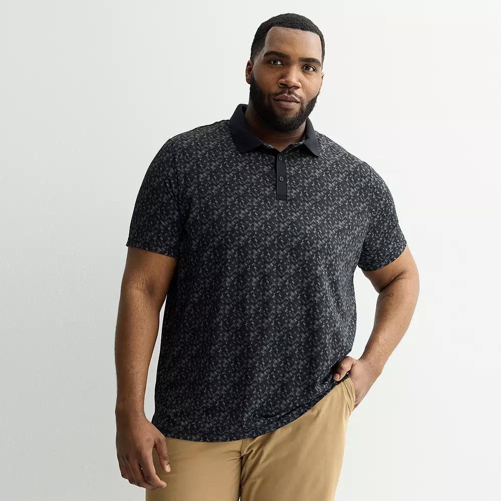 Big & Tall FLX Short Sleeve Printed Performance Polo, Men's, Size: 2XB, Black Tech Grid Product Image