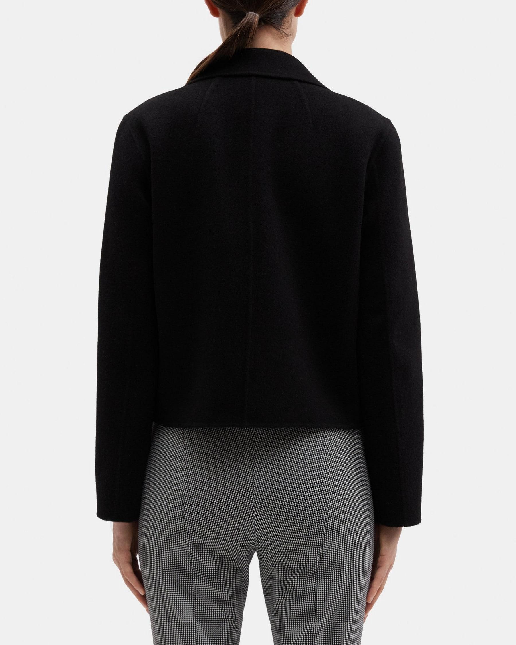 Cropped Open Front Jacket in Double-Face Wool-Cashmere Product Image