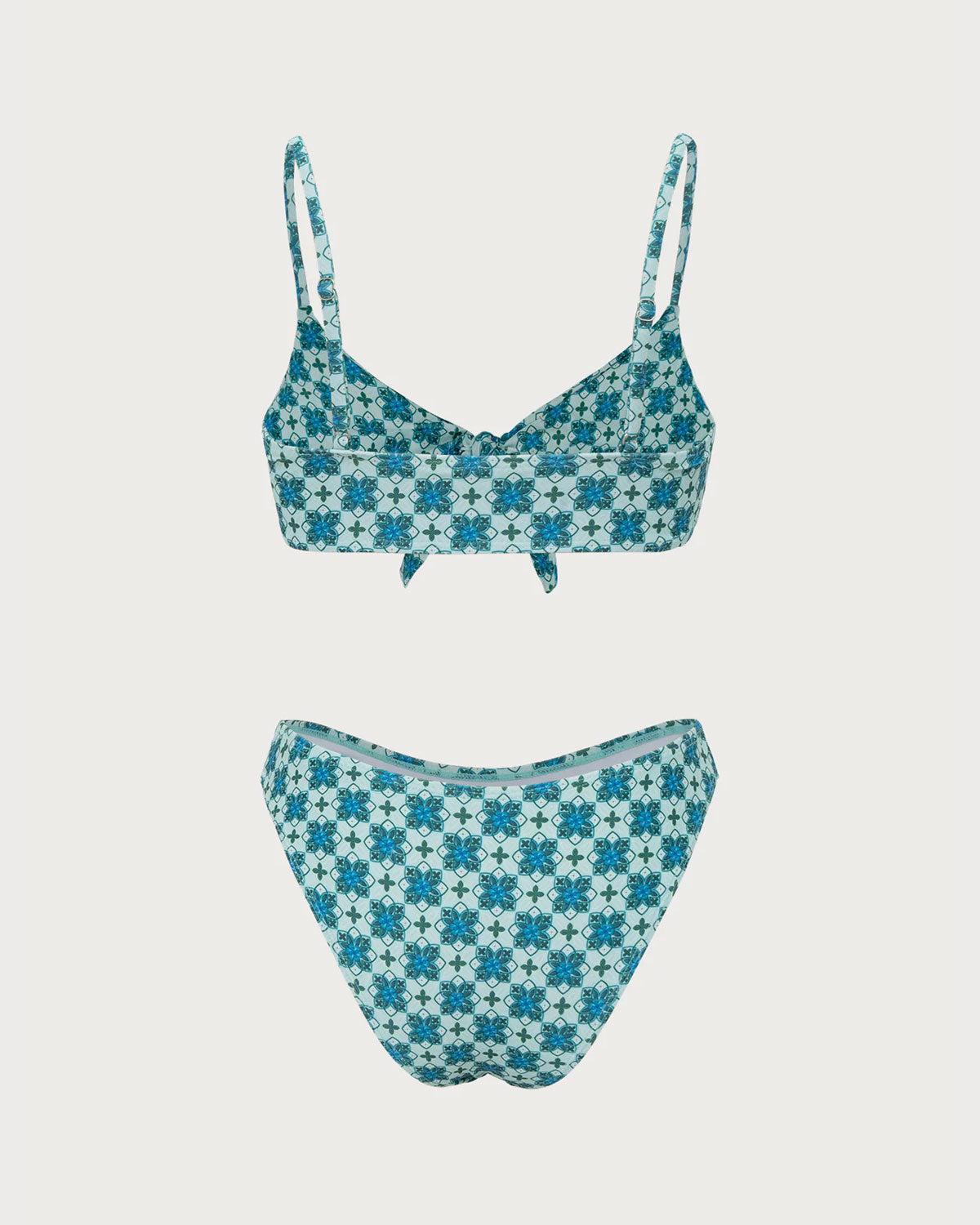 Green Twist Vintage Print Bikini Set Product Image