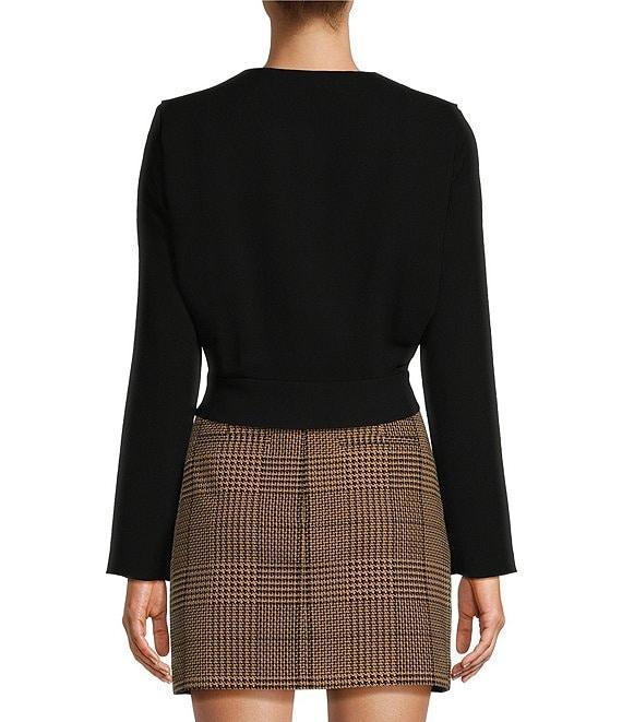 Antonio Melani Ira Crepe V-Neck Dropped Long Sleeve Ruched Wrap Blouse Product Image