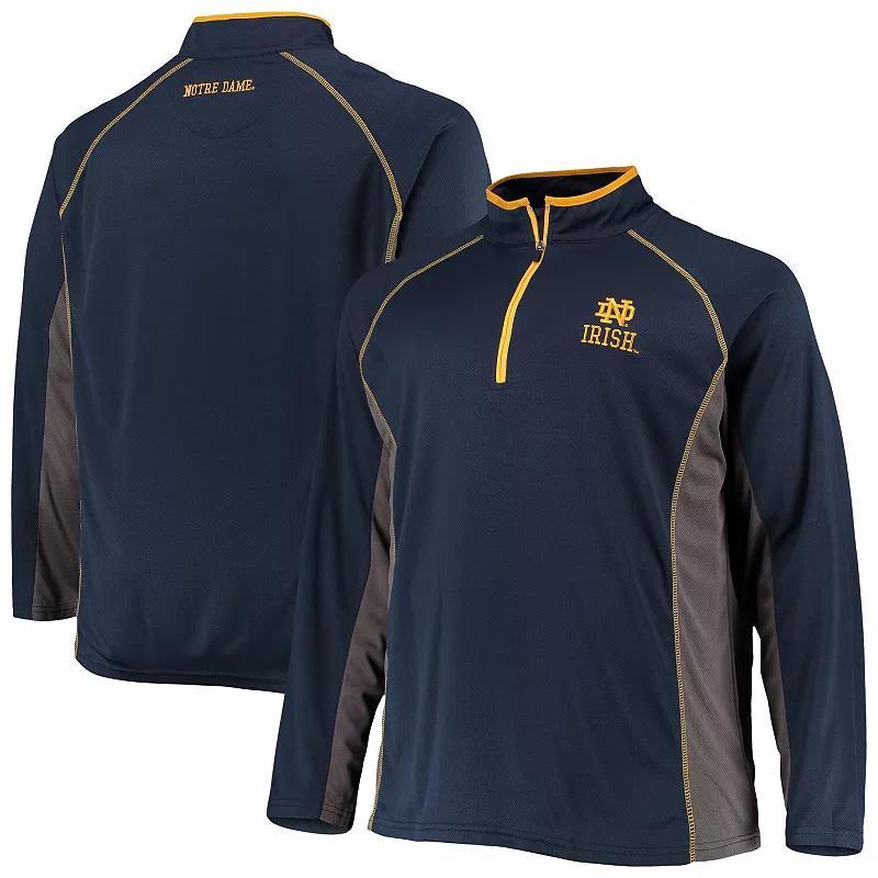 Mens Notre Dame Fighting Irish Big & Tall Textured Raglan Quarter-Zip Jacket Blue Product Image