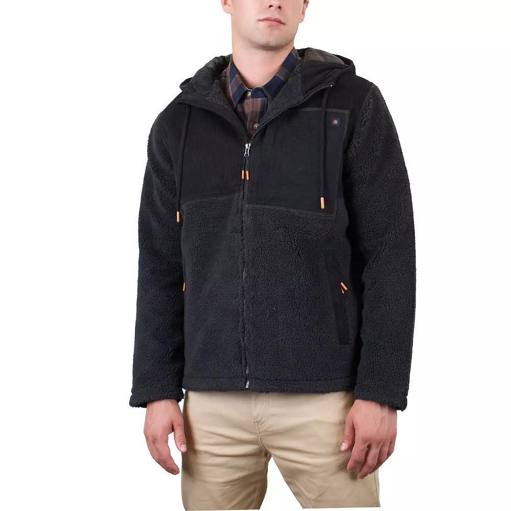 Men's Mountain and Isles Sherpa & Corduroy Zip-Front Hooded Jacket, Size: Small, Black Product Image