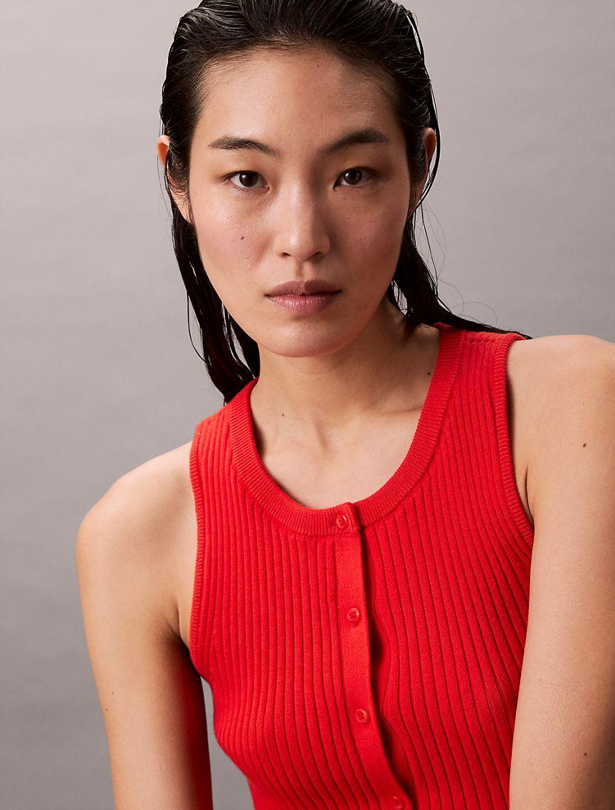 Smooth Cotton Rib Sweater Tank Product Image