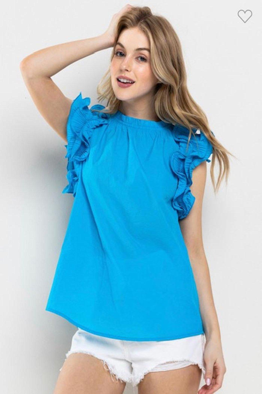 Blue Ruffle Top Product Image