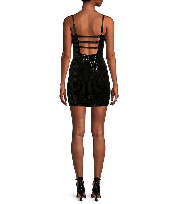 Honey and Rosie Velvet Sequin Square Neck Bodycon Dress Product Image