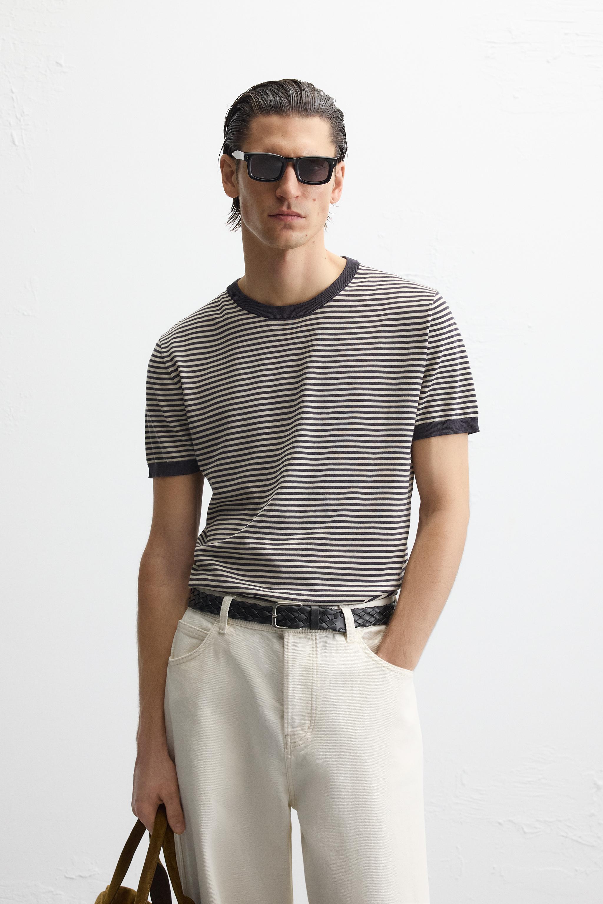 STRIPED KNIT T-SHIRT Product Image