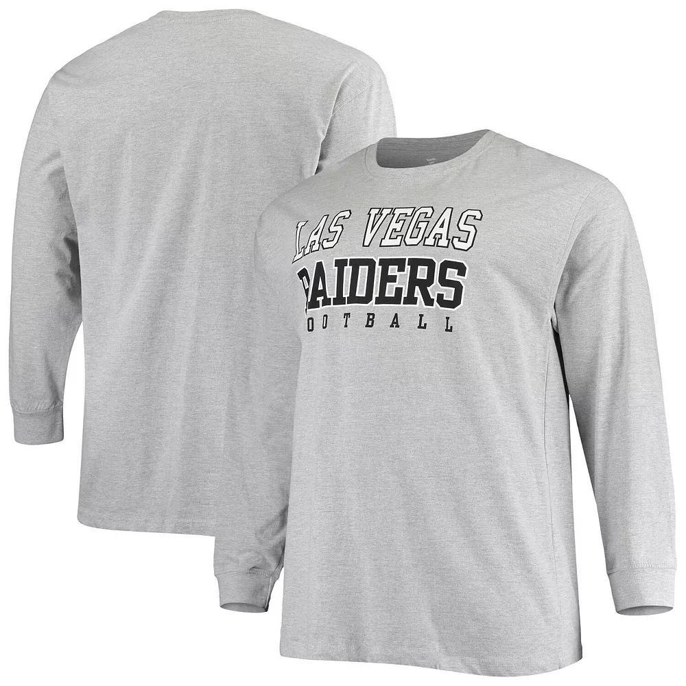 Men's Fanatics Branded Heathered Gray Las Vegas Raiders Big & Tall Practice Long Sleeve T-Shirt, Size: 2XB, Lvr Grey Product Image