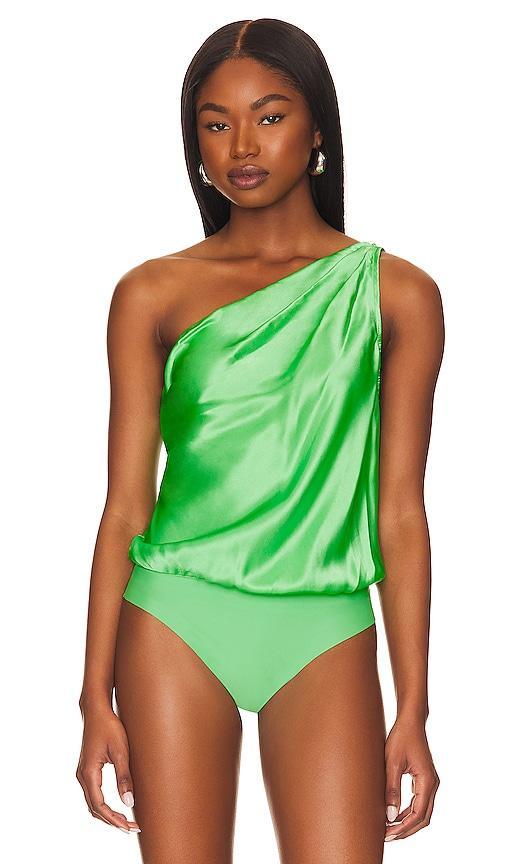 Darby Asymmetric Charmeuse Bodysuit Product Image