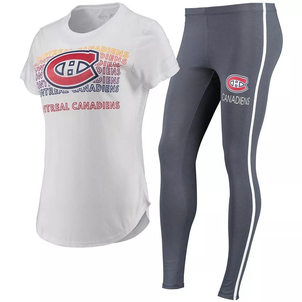 Women's Concepts Sport White/Charcoal Montreal Canadiens Sonata T-Shirt & Leggings Set,  Product Image