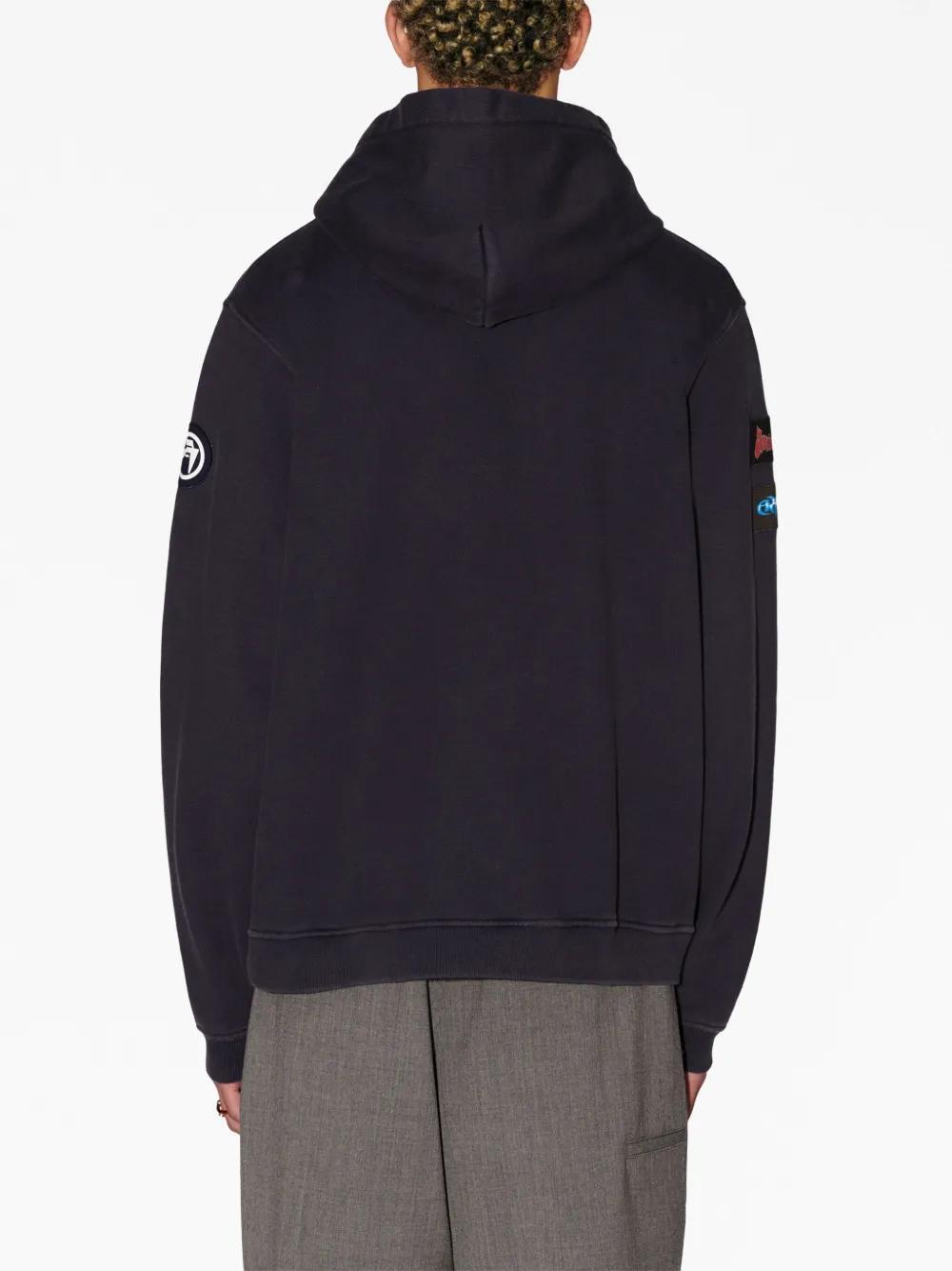 logo-patchwork cotton hoodie Product Image