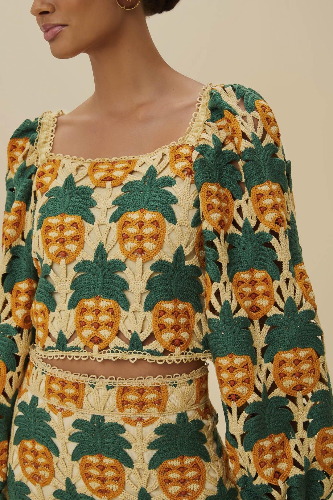 Sand Pineapple Crochet Top Product Image