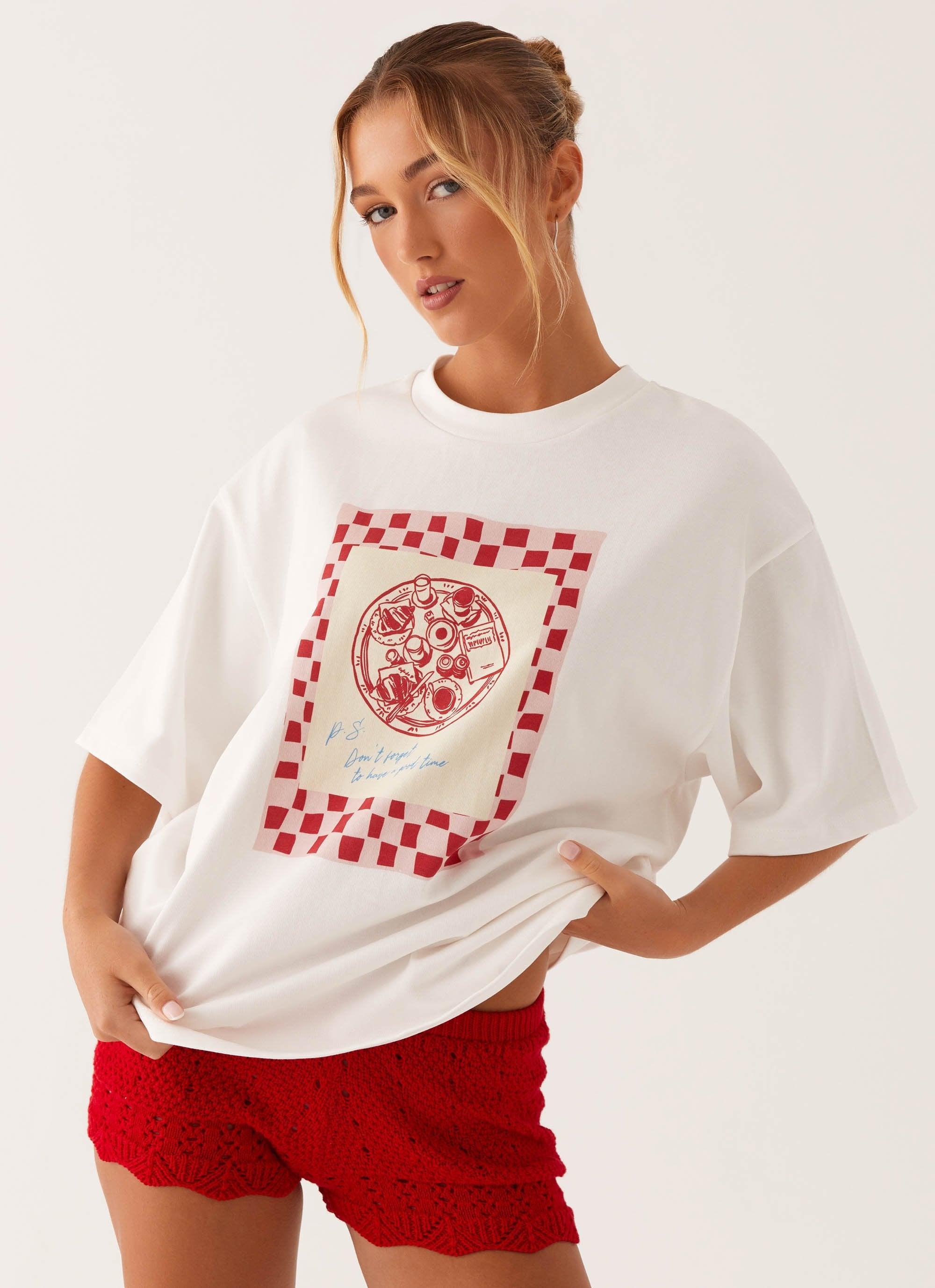 Born To Have Fun Oversized Graphic Tee - Red Product Image