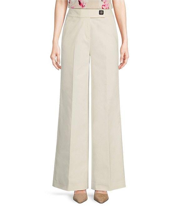 Calvin Klein Cotton Blend Wide Leg Pants Product Image