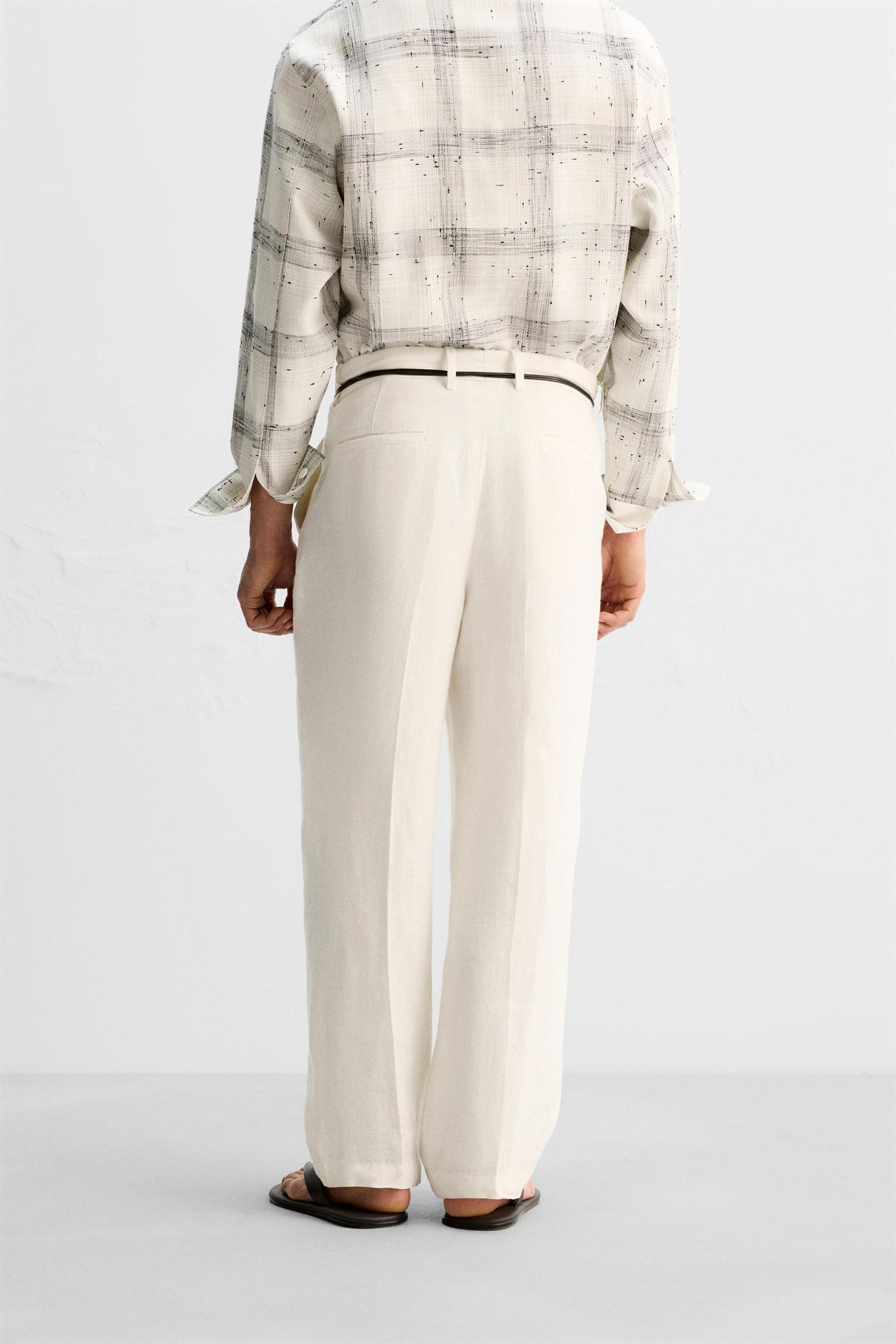 LIMITED EDITION 100% LINEN PLEATED PANTS Product Image