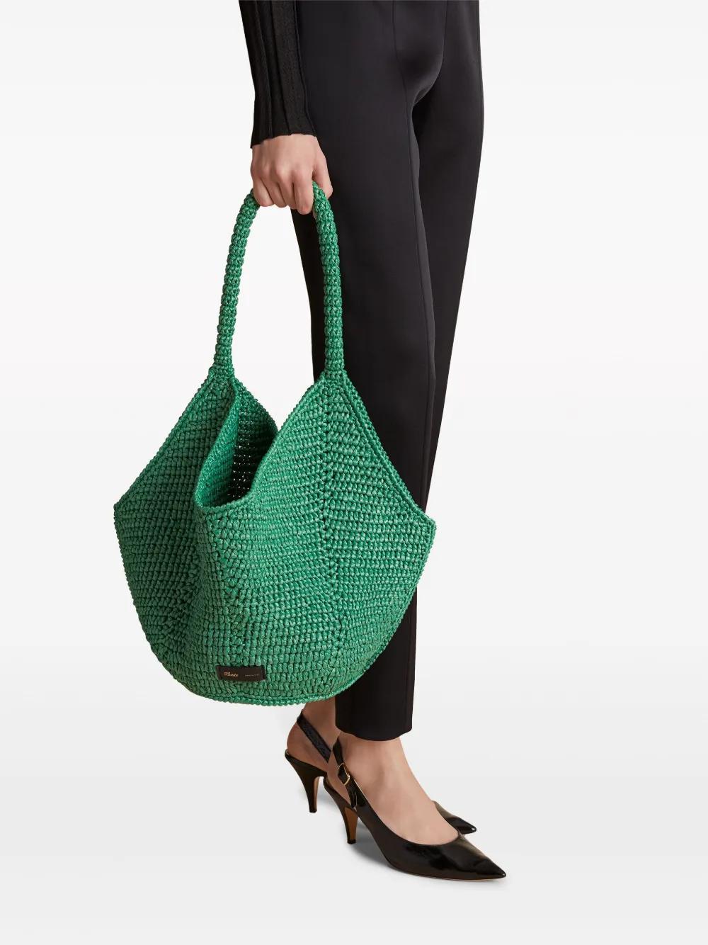 KHAITE Medium Lotus Raffia Tote Bag In Green Product Image