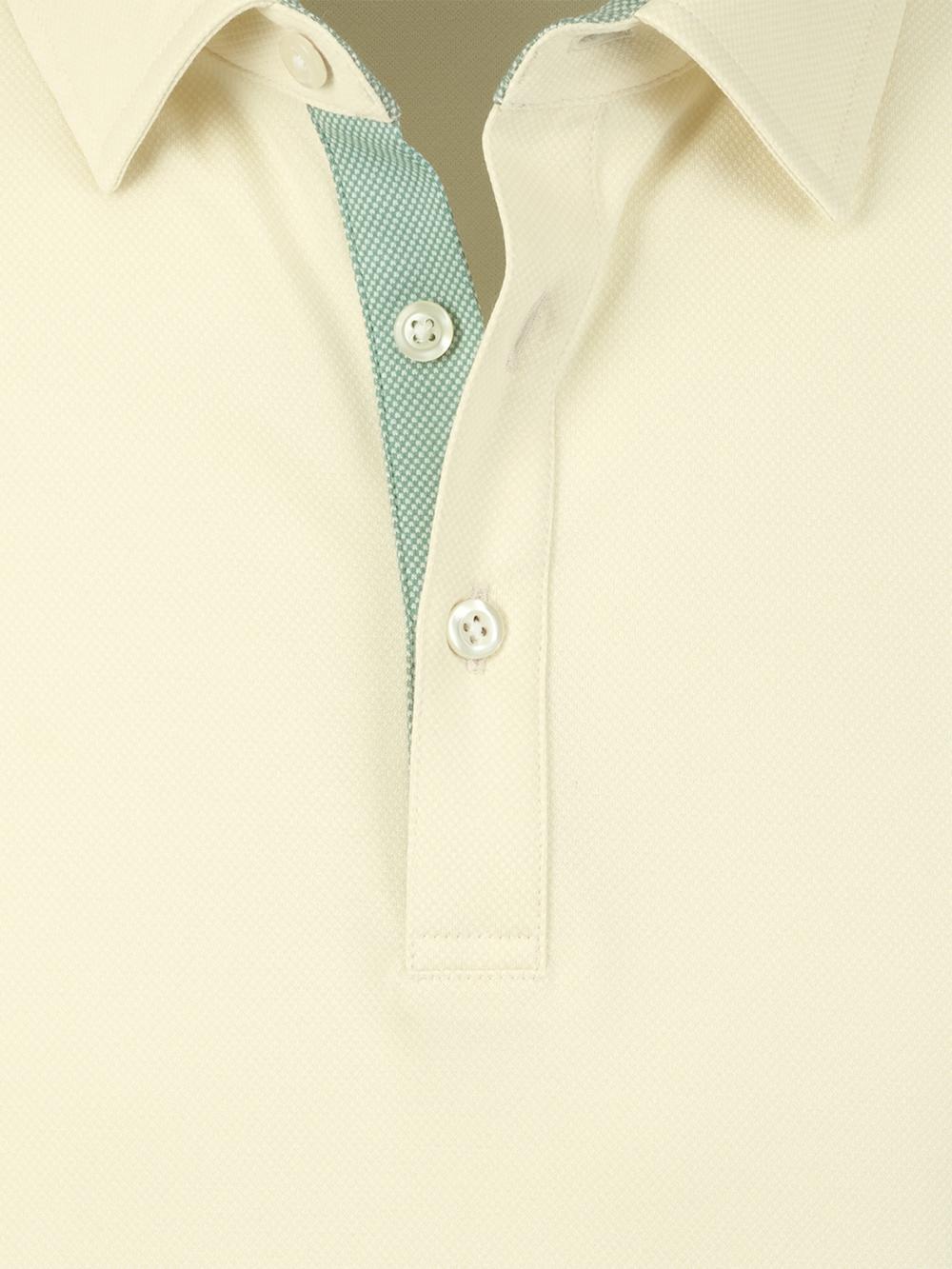 Cotton Blend Three Button Polo - Light Yellow Product Image