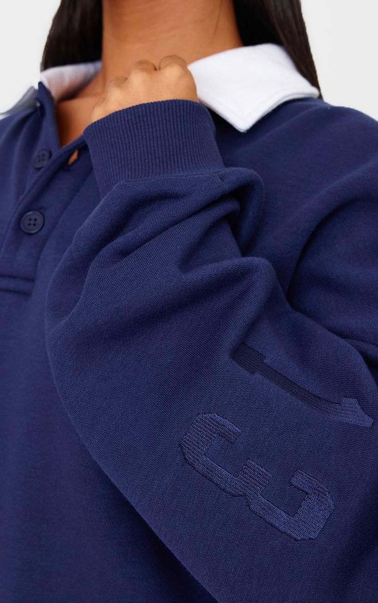 Petite Navy Collared Sweatshirt Product Image