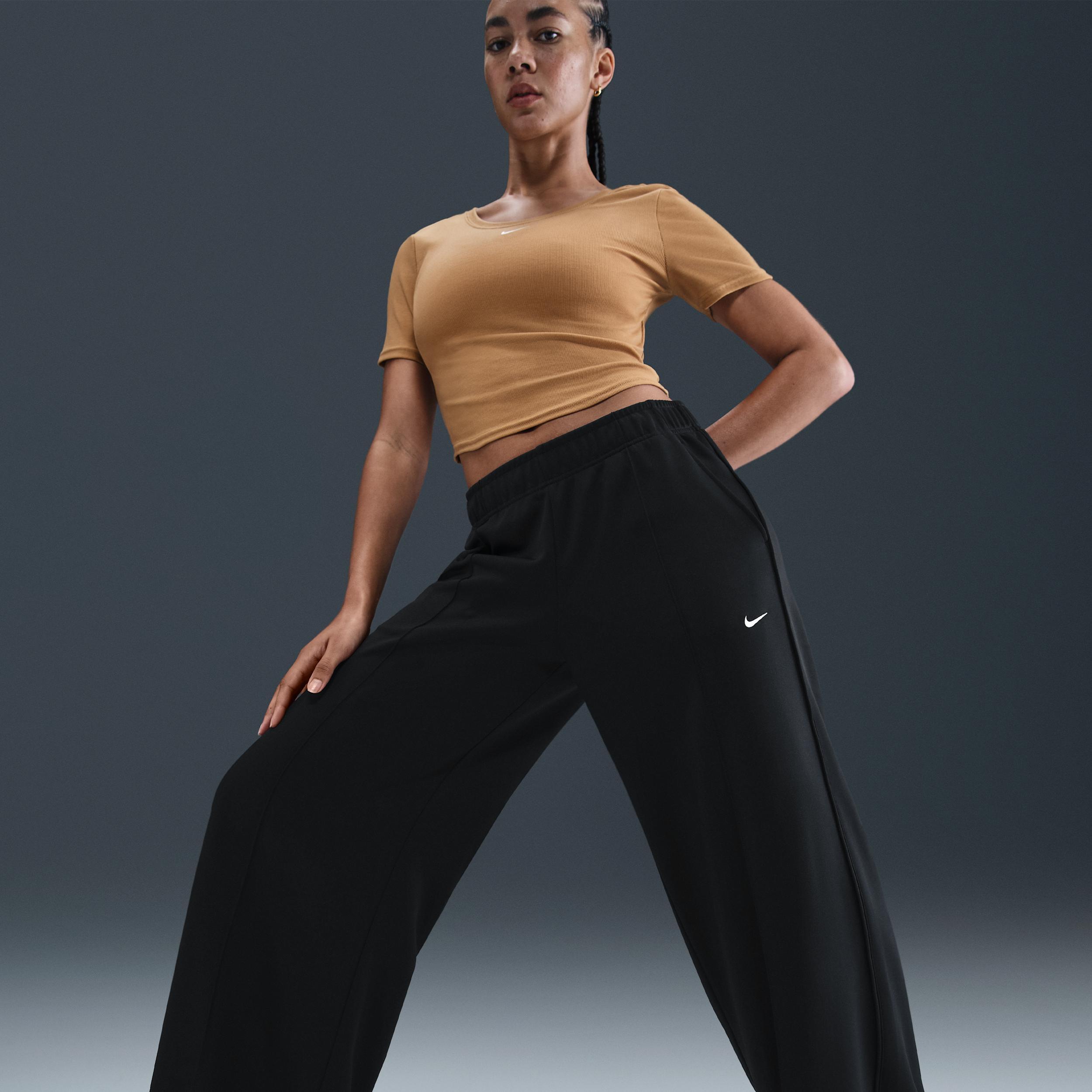 Womens Nike Sportswear Mid-Rise Wide-Leg Track Pants | IH8514-010 Product Image