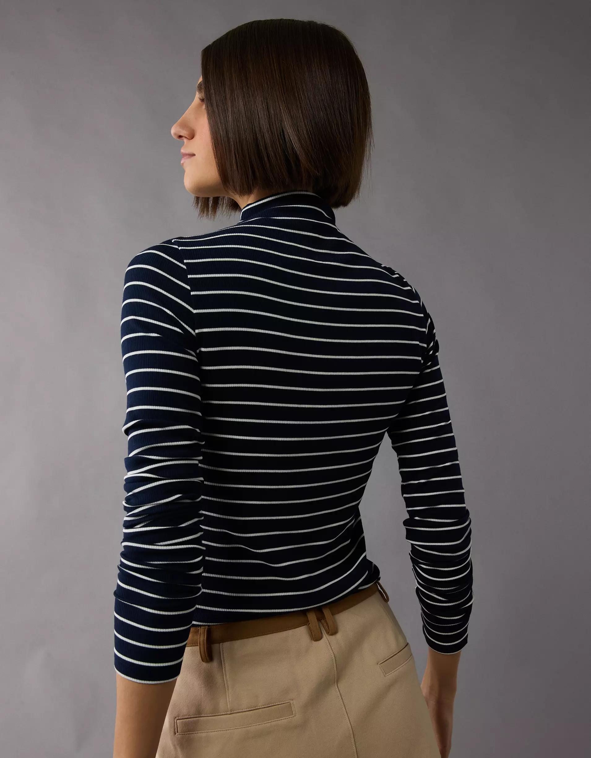 AE Soft & Sexy Long-Sleeve Mock Neck T-Shirt Product Image