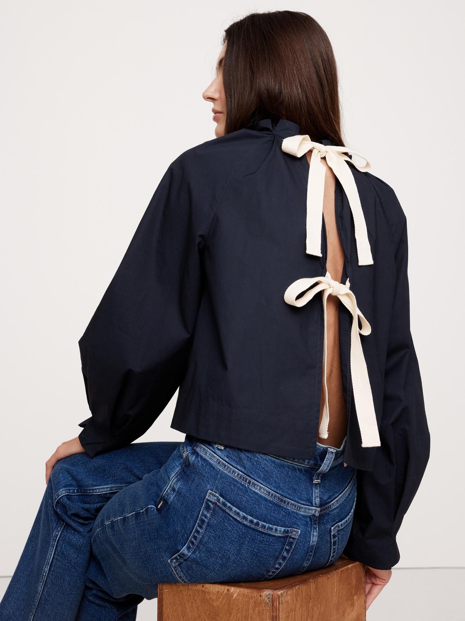 Cotton Poplin Tie-Back Top Product Image