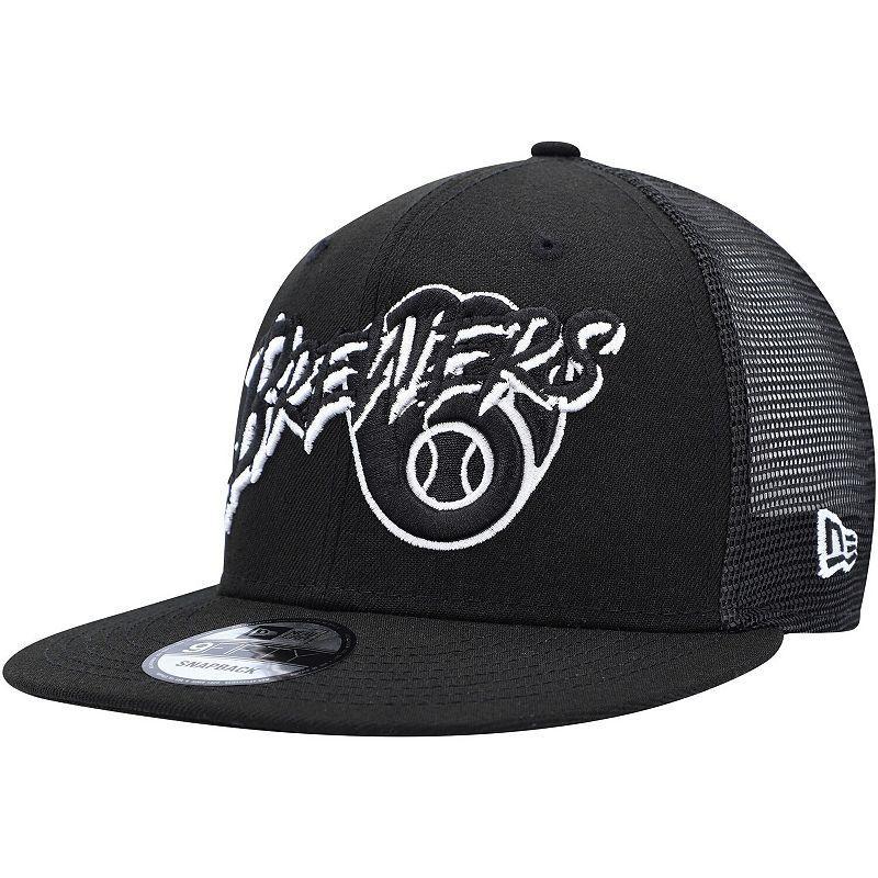 Men's New Era Black Milwaukee Brewers Street Trucker 9FIFTY Snapback Hat Product Image