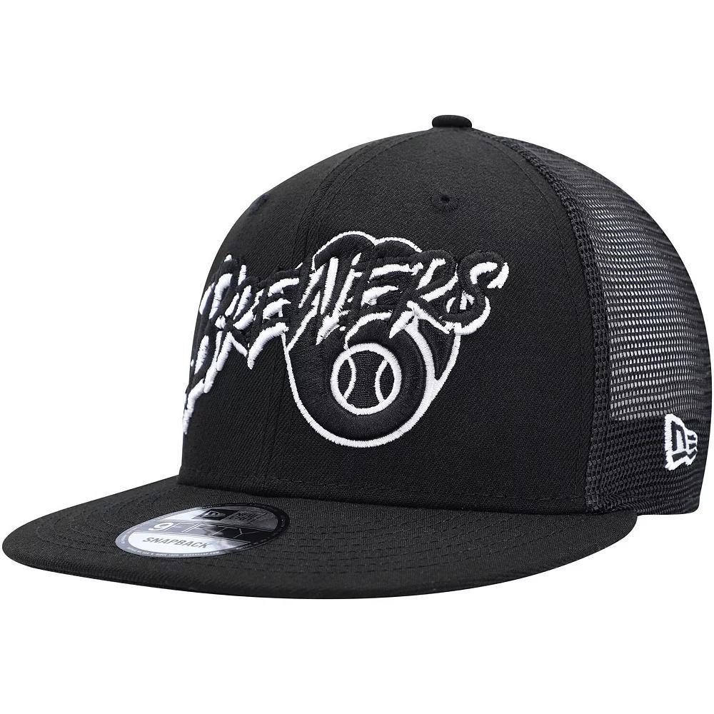 Men's New Era Black Milwaukee Brewers Street Trucker 9FIFTY Snapback Hat Product Image