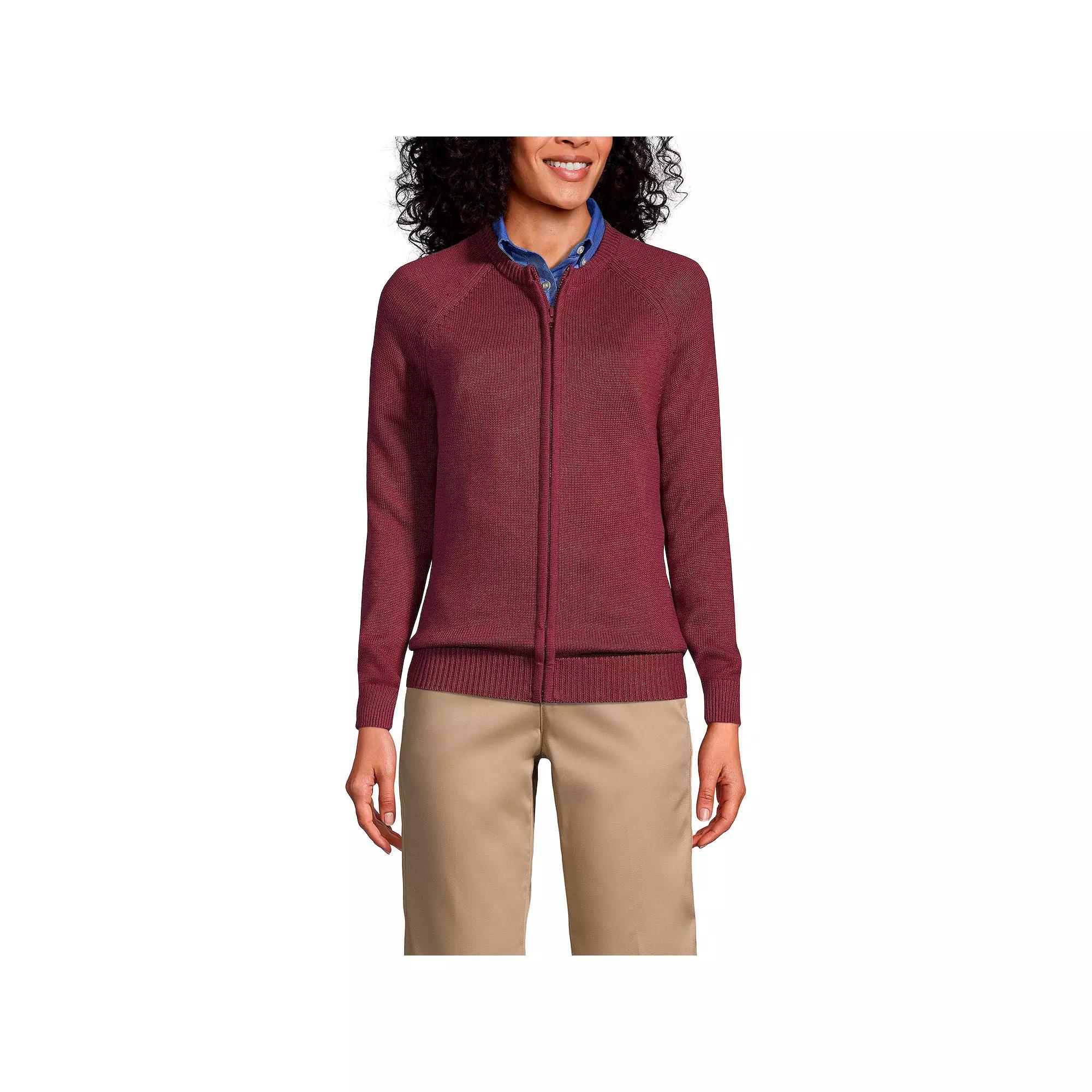 Women's Lands' End School Uniform Zipper-Front Cardigan Sweater,  Product Image