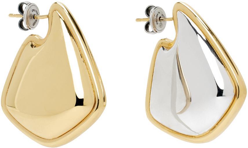 BOTTEGA VENETA Silver & Gold Small Fin Earrings In 8119 Silver/yellow G Product Image