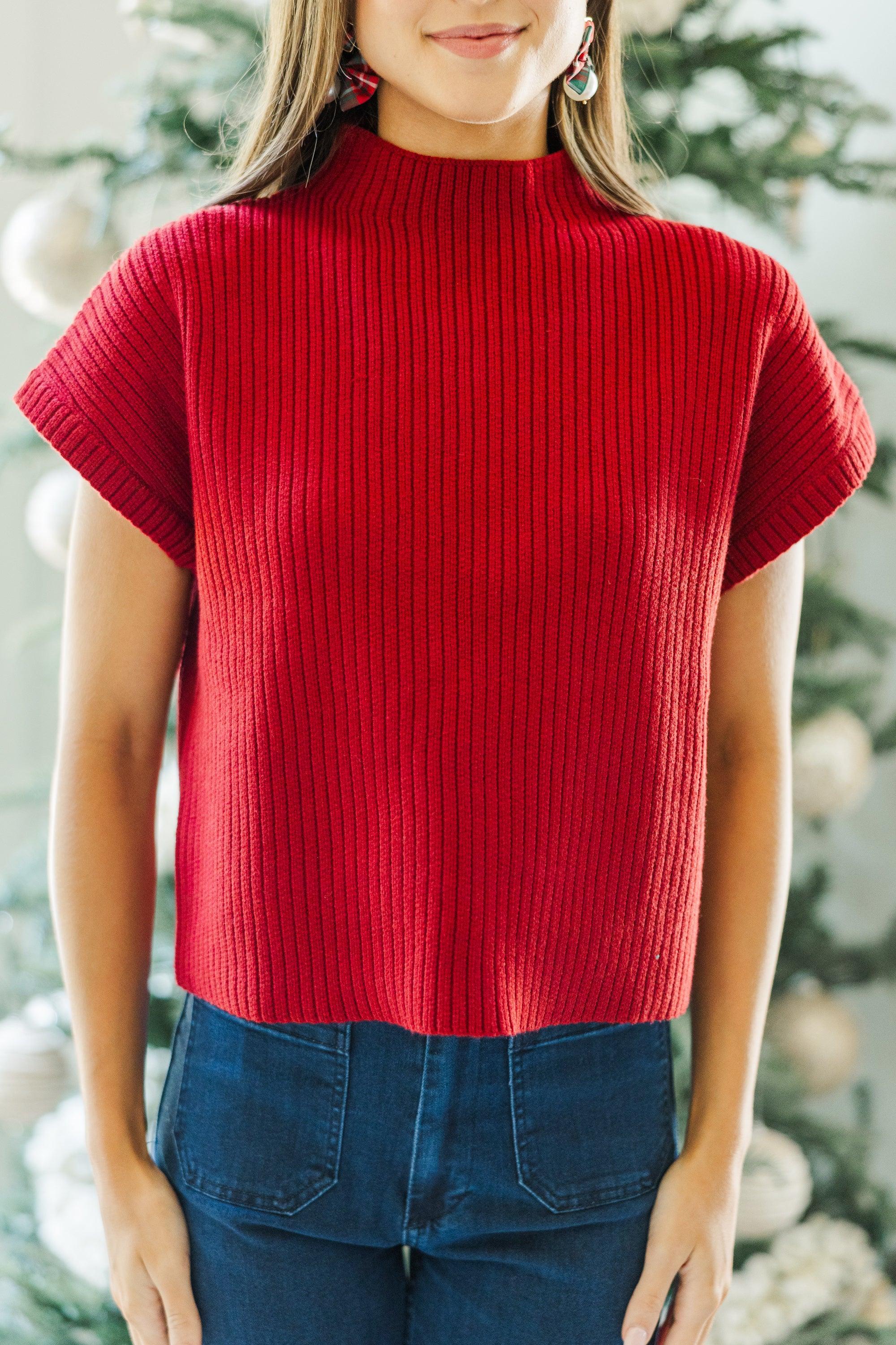 See You There Red Short Sleeve Sweater Female Product Image