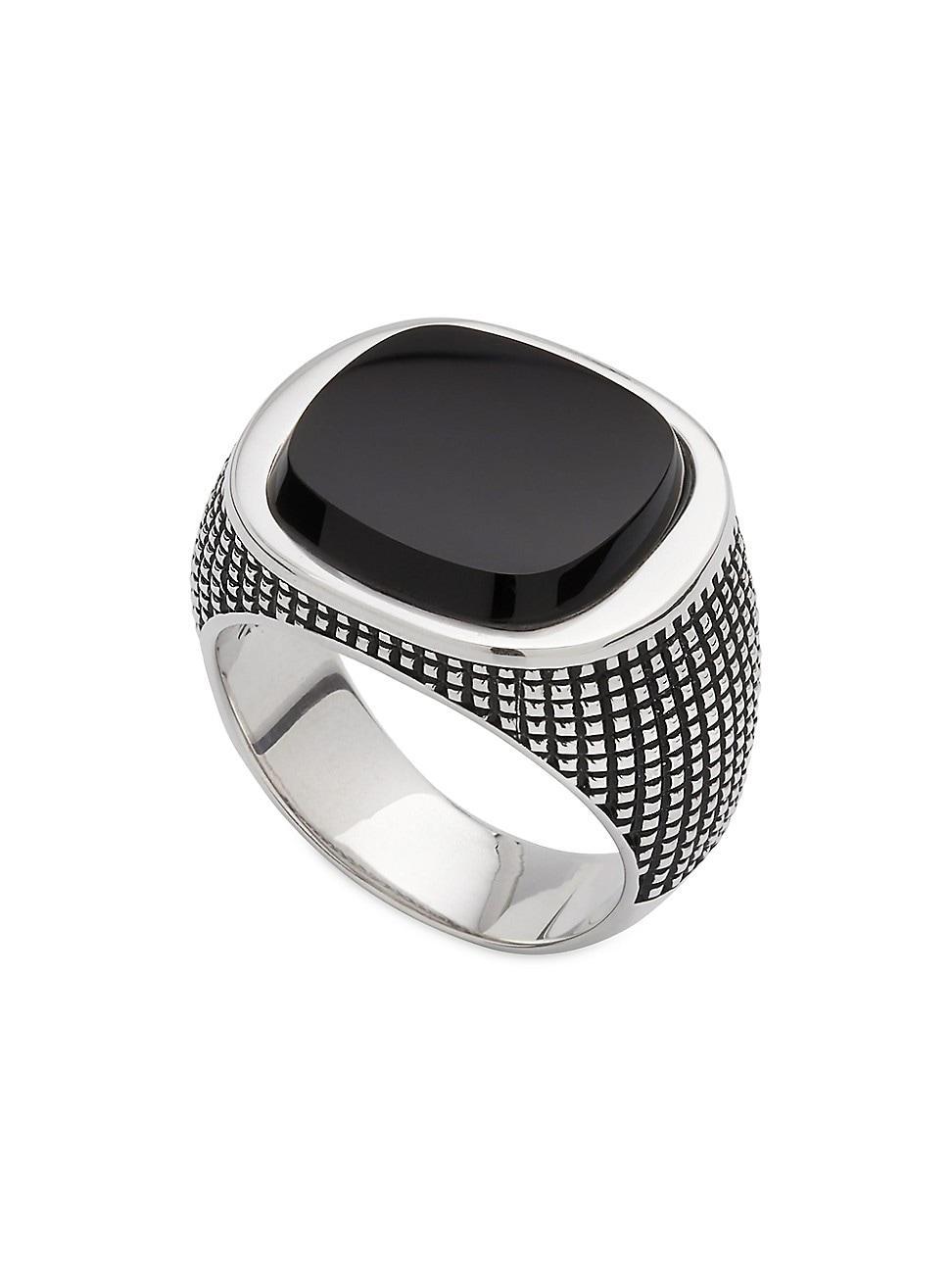 Mens Black Onyx Sterling Silver Ring Product Image