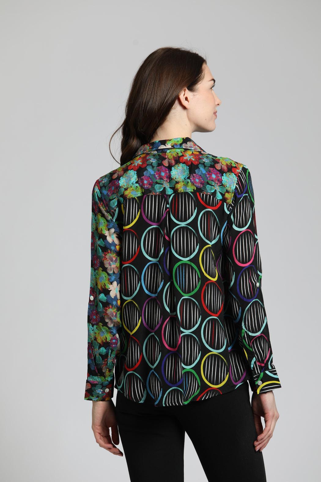 Floral & Circles Silky Shirt Product Image