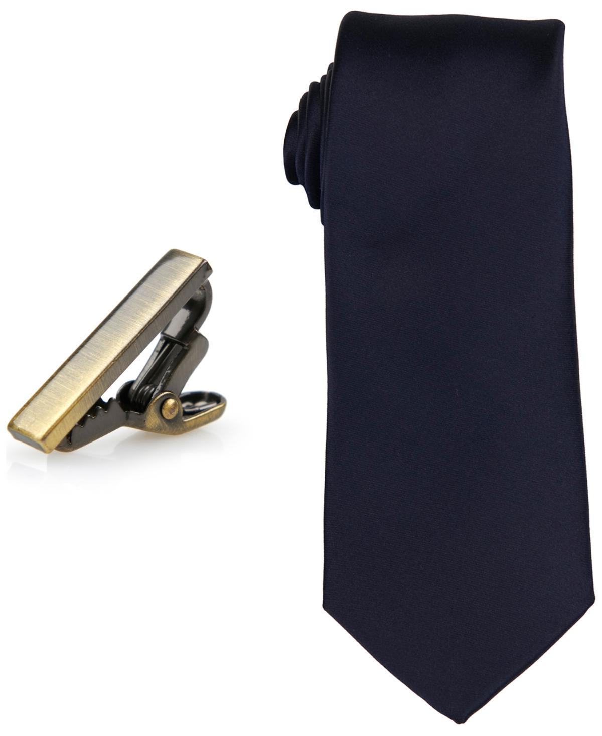 ConStruct Mens Solid Tie & 1 Tie Bar Set Product Image