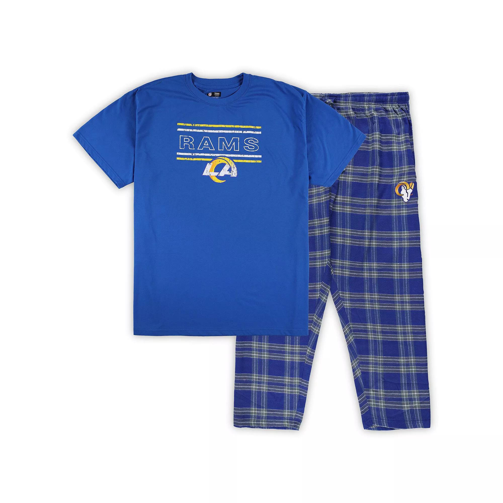 Men's Concepts Sport Royal/Gold Los Angeles Rams Big & Tall Flannel Sleep Set, Size: 5XB, Blue Product Image