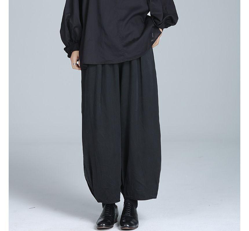 Elastic Waist Plain Harem Pants Product Image