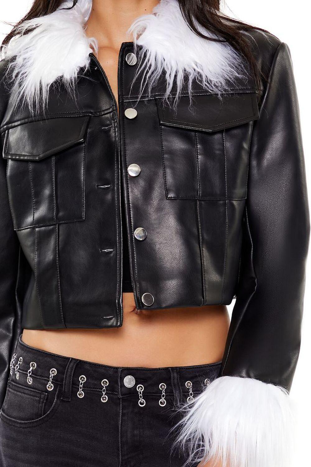 Faux Fur & Leather Trucker Jacket | Forever 21 Product Image