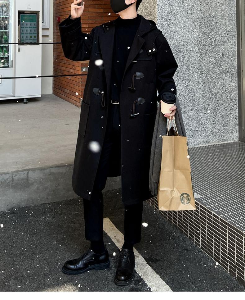 Plain Hooded Midi Duffle Coat Product Image