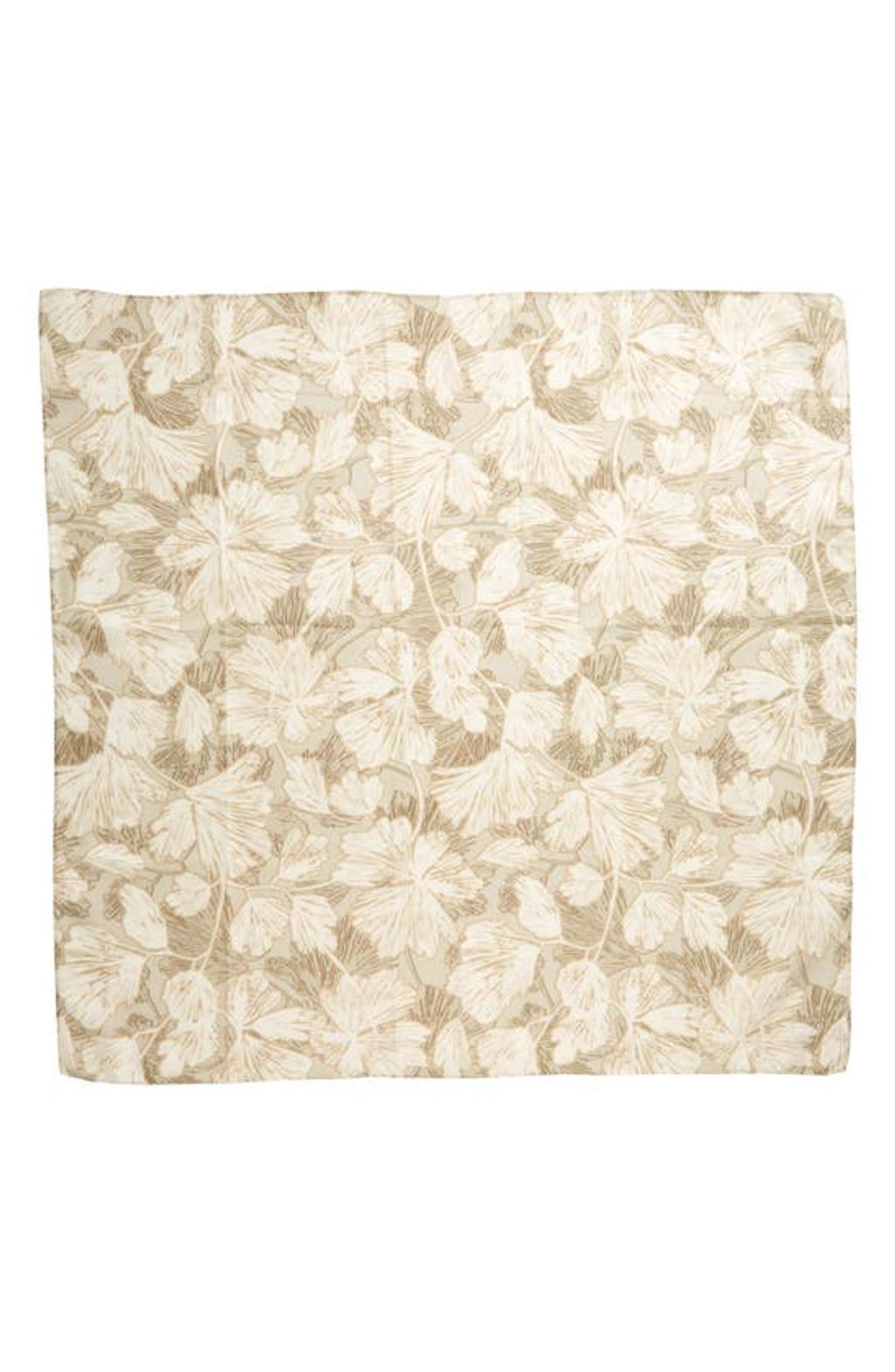 BRUNELLO CUCINELLI Flower Print Square Silk Pongee Scarf In C6306 Beige Product Image