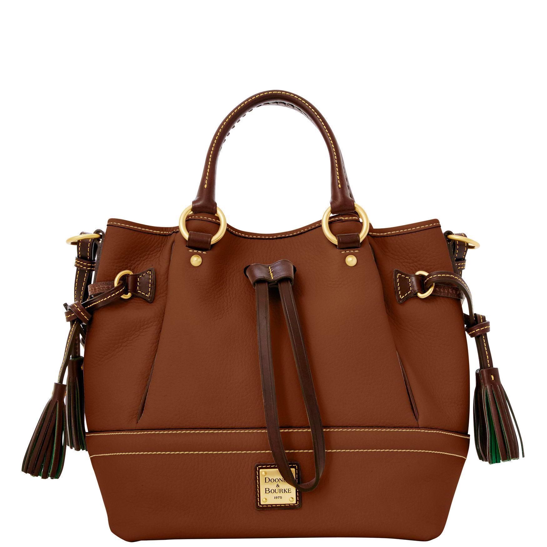 Dooney & Bourke Womens Florentine Buckley Leather Satchel Bag in Natural Product Image