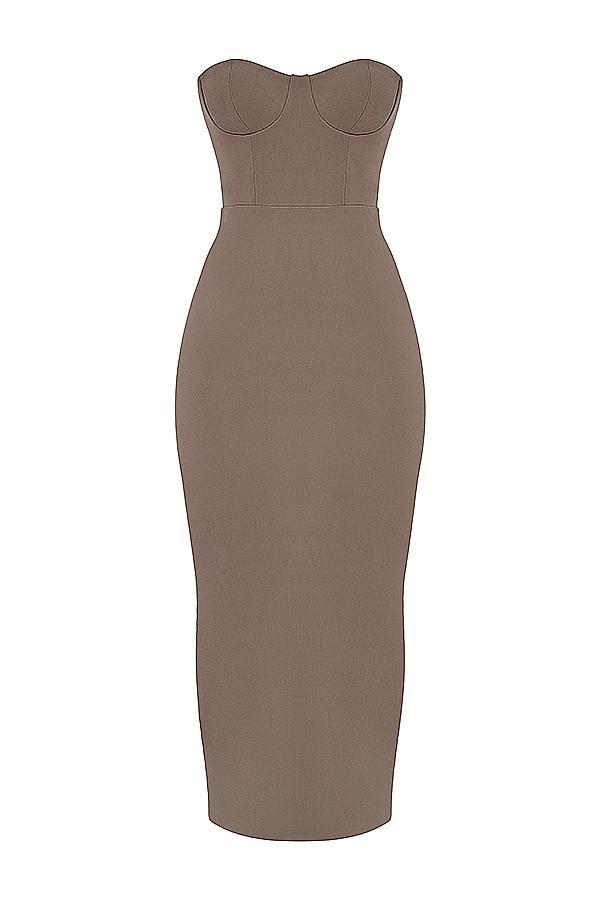 Lucia Taupe Strapless Corset Maxi Dress Product Image