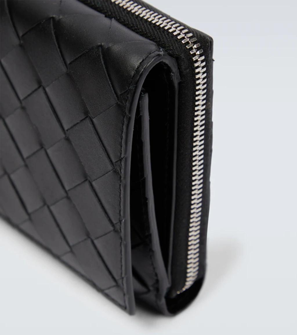 BOTTEGA VENETA Leather Wallet In Black-silver Product Image