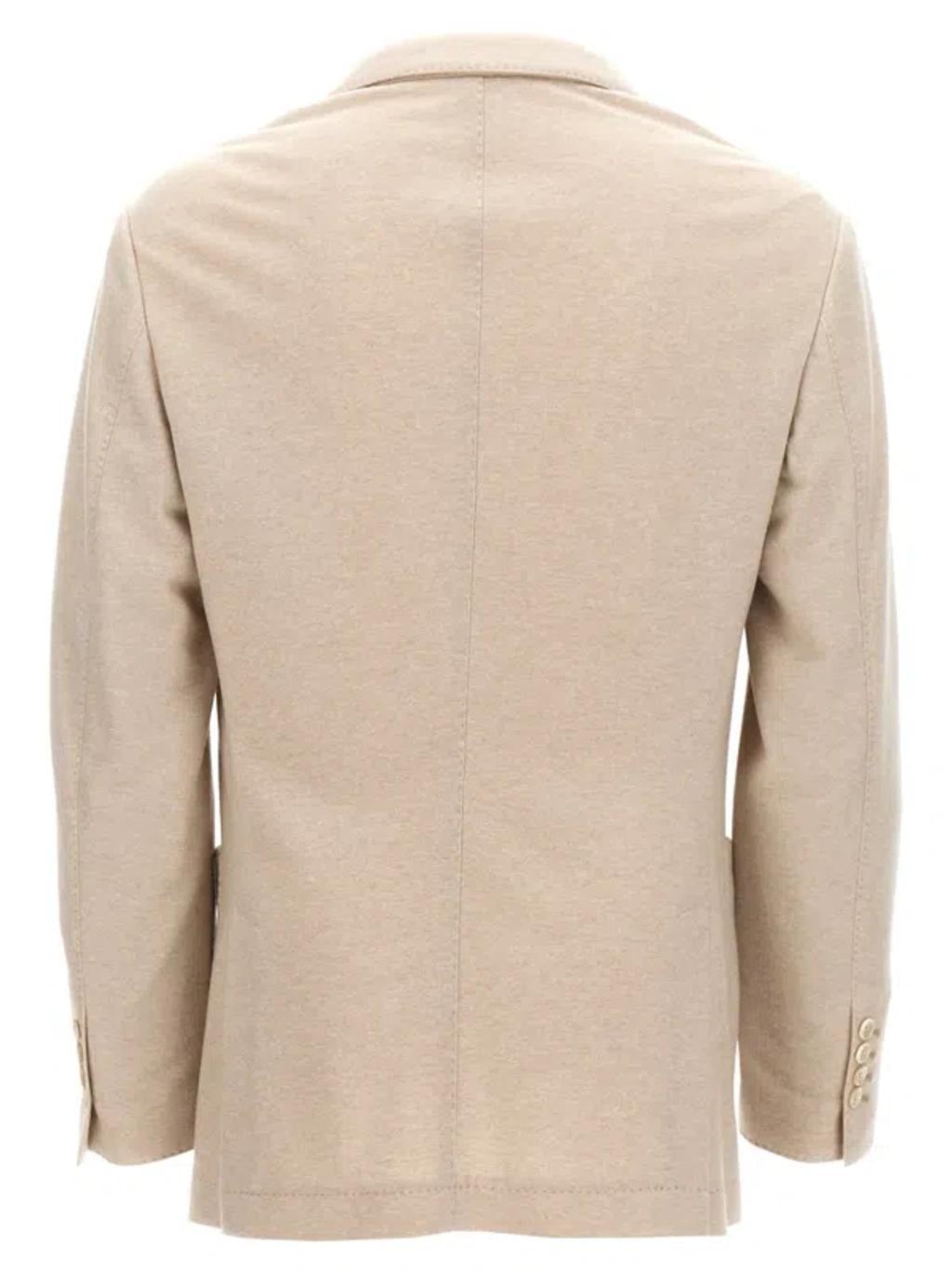 BRUNELLO CUCINELLI Single-breasted Cashmere Blazer In Beige Product Image