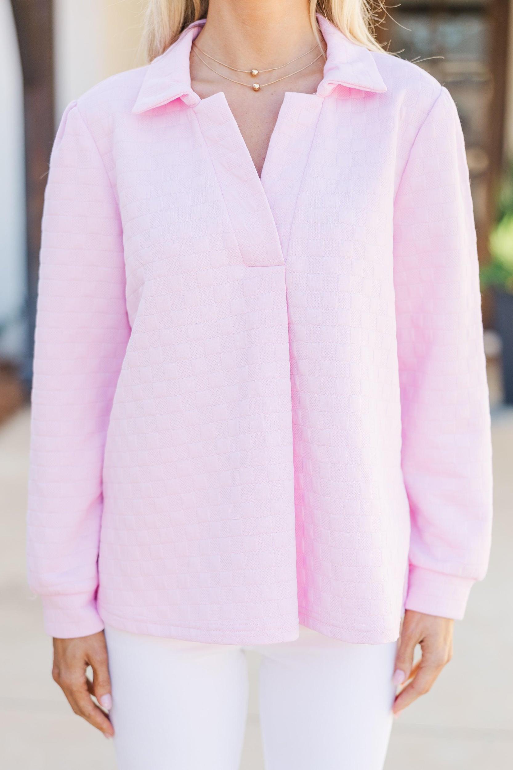 Nice To See You Pink Textured Top Female Product Image